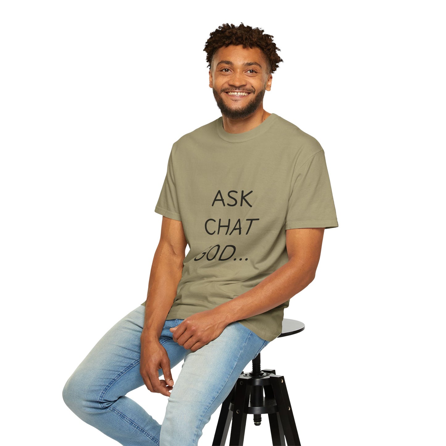 Casual Inspirational T-Shirt - Ask Chat God - Unisex Tee for Everyday Wear, Gift for Tech Lovers, Unique Clever Quote Top