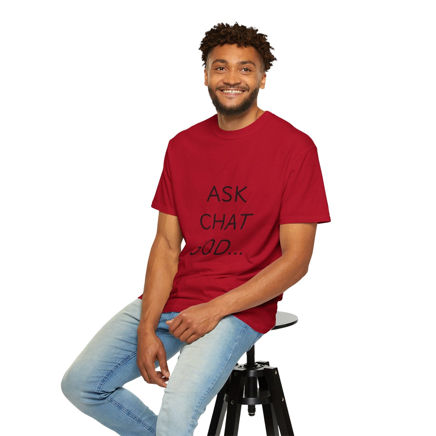 Casual Inspirational T-Shirt - Ask Chat God - Unisex Tee for Everyday Wear, Gift for Tech Lovers, Unique Clever Quote Top