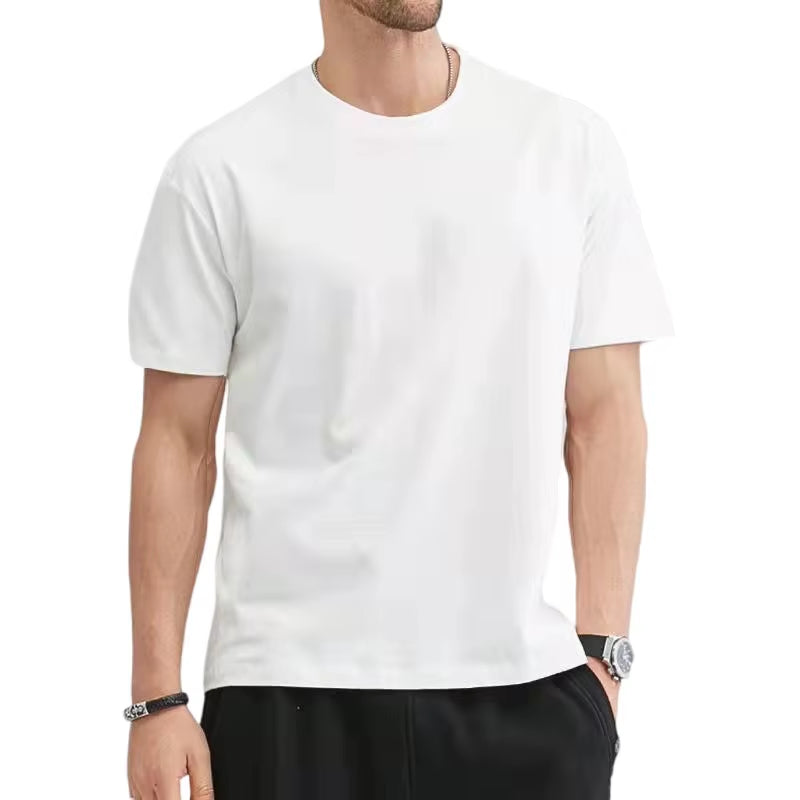 T Shirt for Men Summer Cotton Tops Solid Colors Blank Tshirts O-Neck Men Clothing plus Size M to 5XL