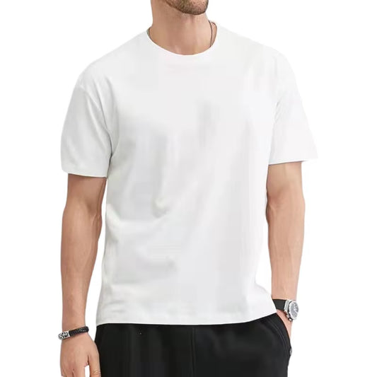 T Shirt for Men Summer Cotton Tops Solid Colors Blank Tshirts O-Neck Men Clothing plus Size M to 5XL