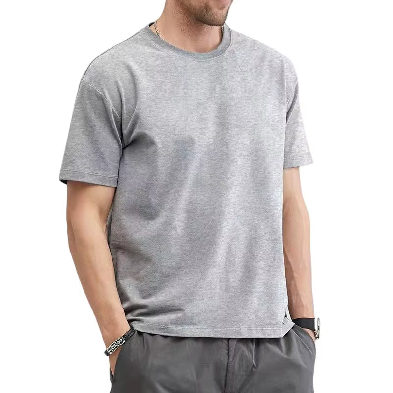 T Shirt for Men Summer Cotton Tops Solid Colors Blank Tshirts O-Neck Men Clothing plus Size M to 5XL