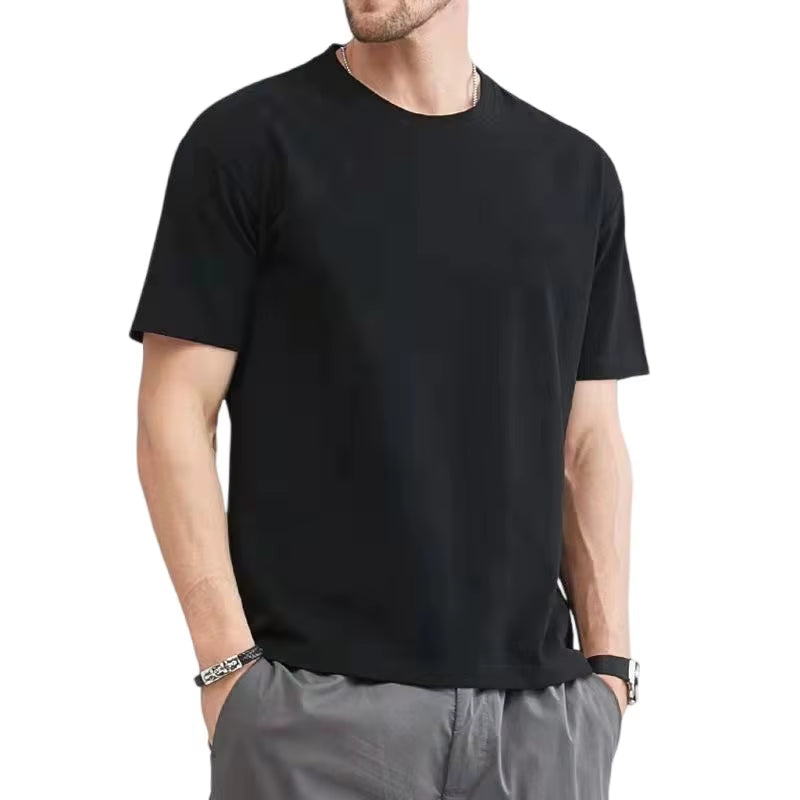 T Shirt for Men Summer Cotton Tops Solid Colors Blank Tshirts O-Neck Men Clothing plus Size M to 5XL