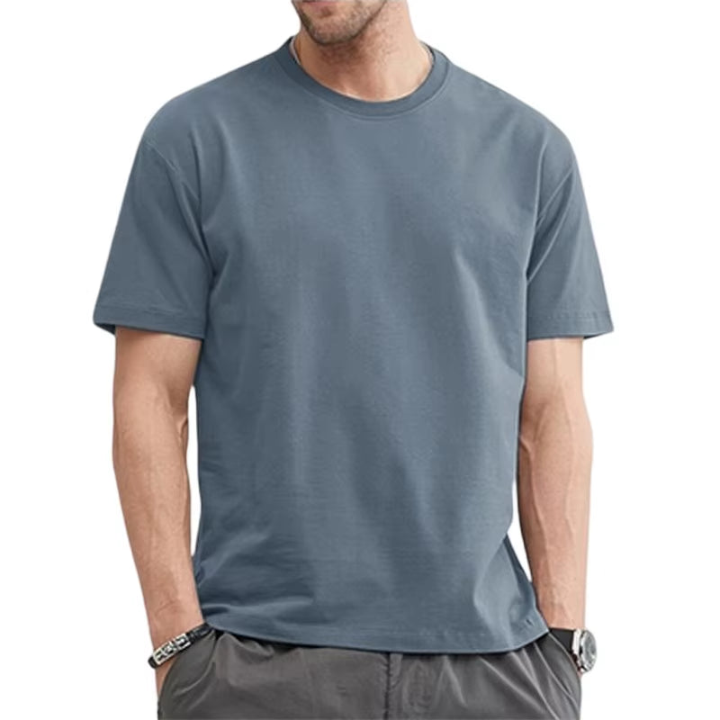 T Shirt for Men Summer Cotton Tops Solid Colors Blank Tshirts O-Neck Men Clothing plus Size M to 5XL