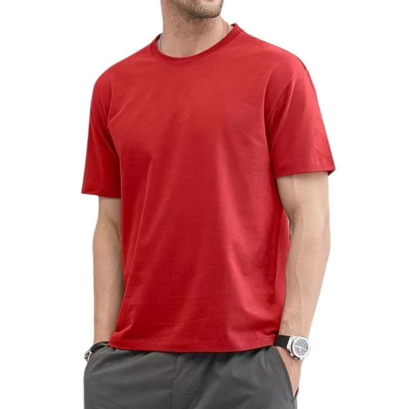 T Shirt for Men Summer Cotton Tops Solid Colors Blank Tshirts O-Neck Men Clothing plus Size M to 5XL